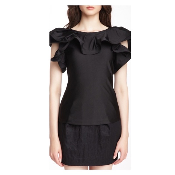 New! GRACIA Ruffle Collar Sleeve Top - Picture 2 of 9